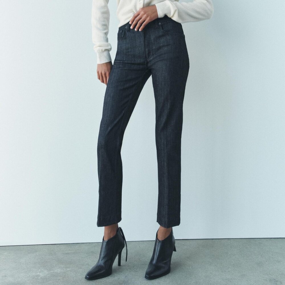 Zara Collection High Waist Cropped Bootcut Jeans, Dust Black, Size 2